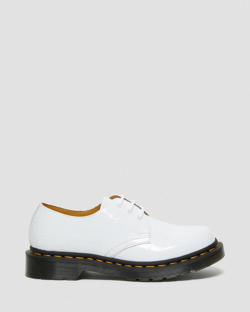 Dr Martens 1461 Lak Croc Emboss Leren Oxford Schoenen Dames Wit | NL 432VRW